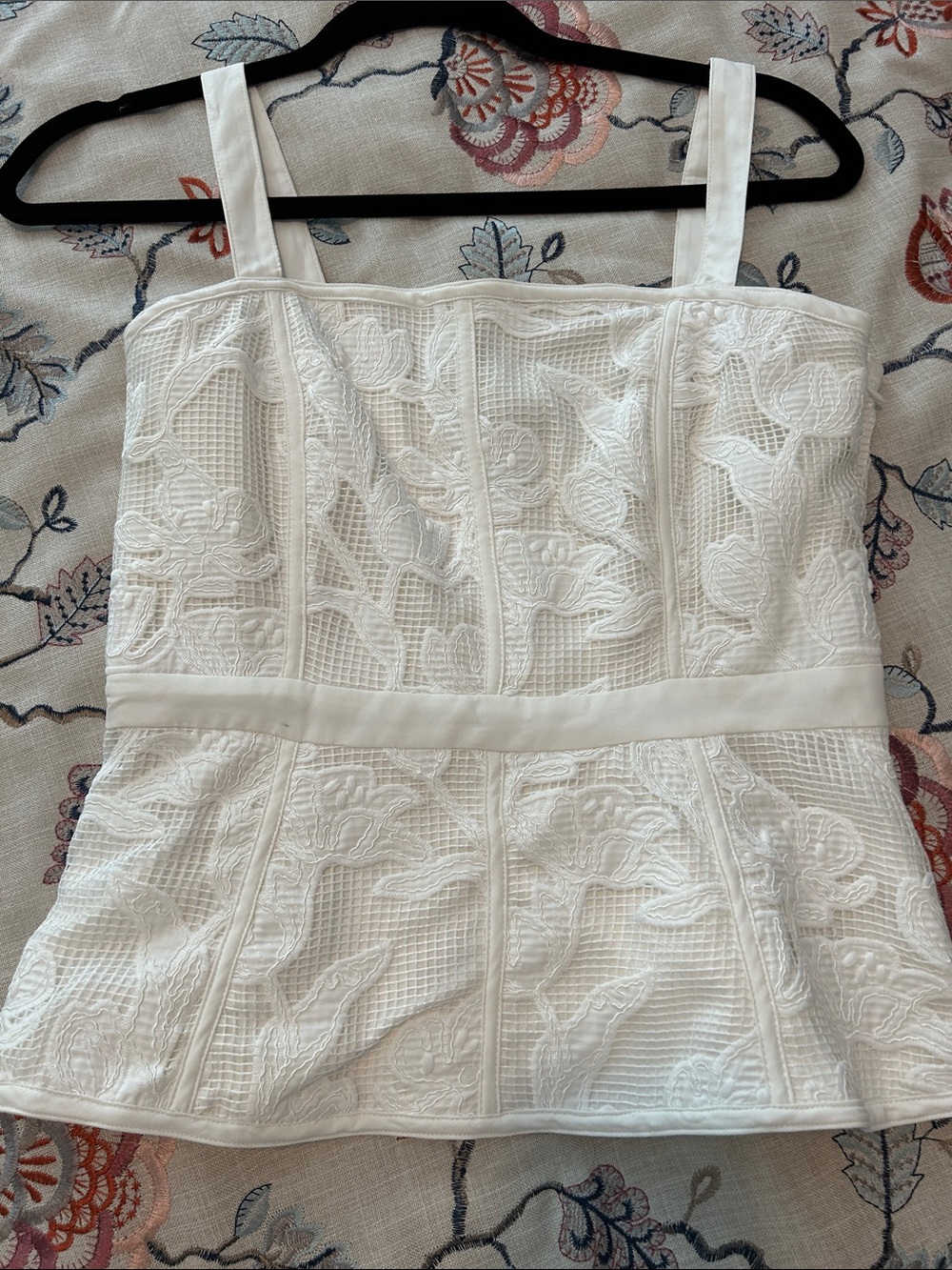 White House Black Market White Embroidered top
